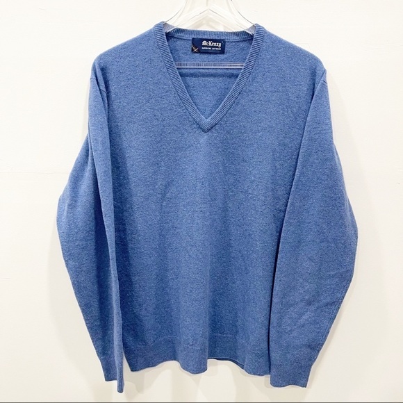 Vintage Other - McKenzy Superfine Outwear Vintage Lambswool V-Neck Sweater Blue Long Sleeve L
